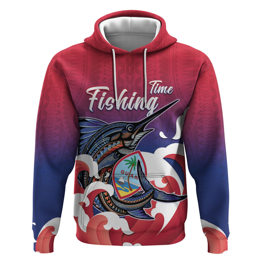 Guam Blue Marlin Fishing Hoodie Polynesian Style
