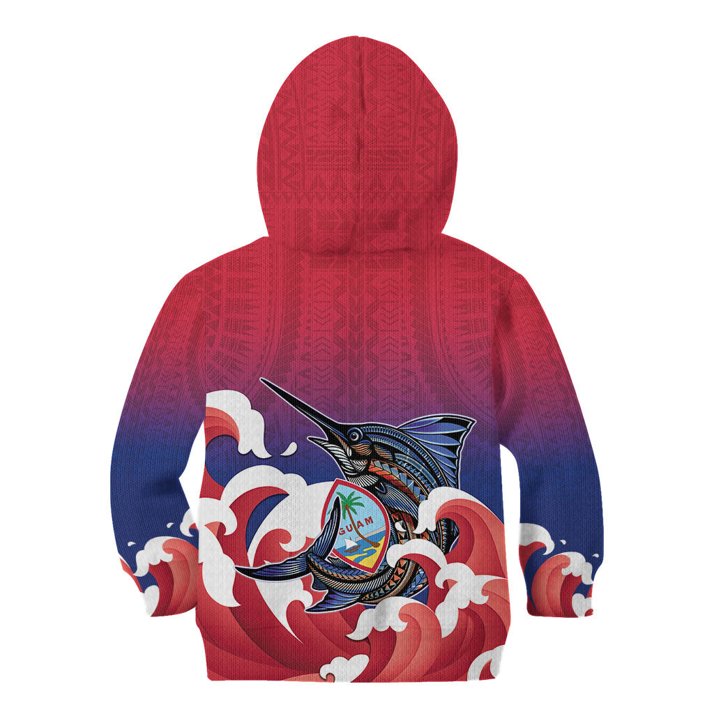 Guam Blue Marlin Fishing Kid Hoodie Polynesian Style