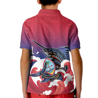Guam Blue Marlin Fishing Kid Polo Shirt Polynesian Style