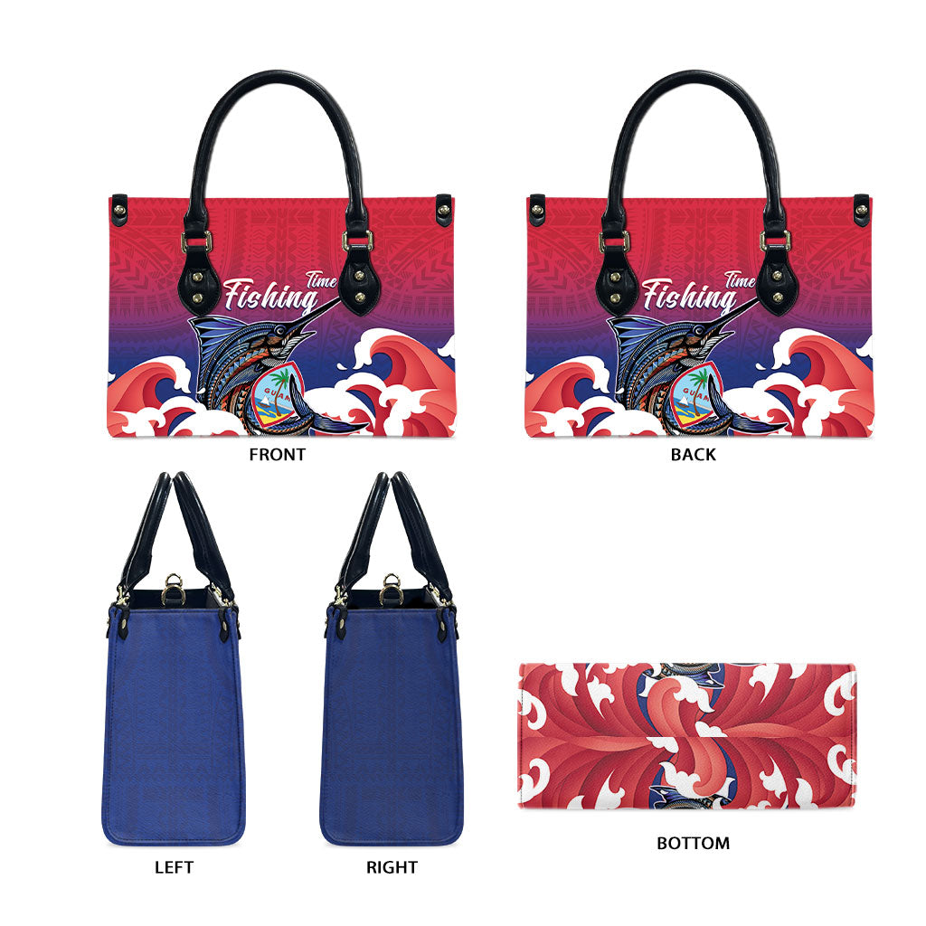 Guam Blue Marlin Fishing Leather Bag Polynesian Style