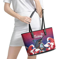 Guam Blue Marlin Fishing Leather Tote Bag Polynesian Style LT05 - Polynesian Pride