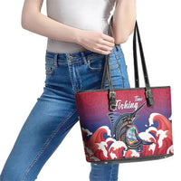 Guam Blue Marlin Fishing Leather Tote Bag Polynesian Style LT05 - Polynesian Pride