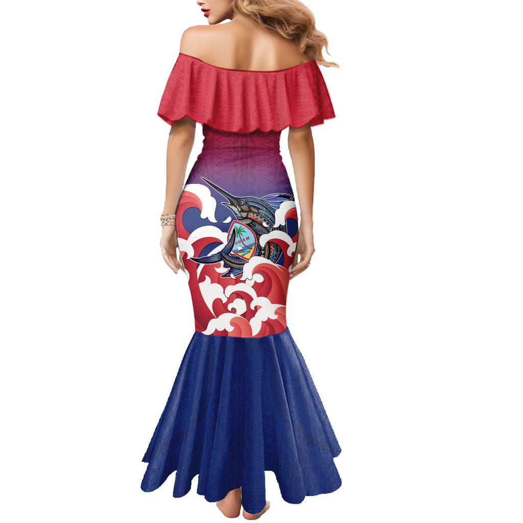 Guam Blue Marlin Fishing Mermaid Dress Polynesian Style LT05 - Polynesian Pride
