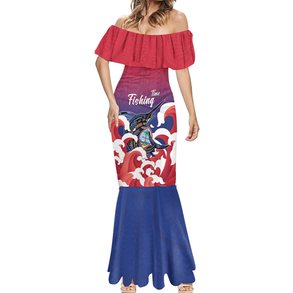 Guam Blue Marlin Fishing Mermaid Dress Polynesian Style LT05 - Polynesian Pride