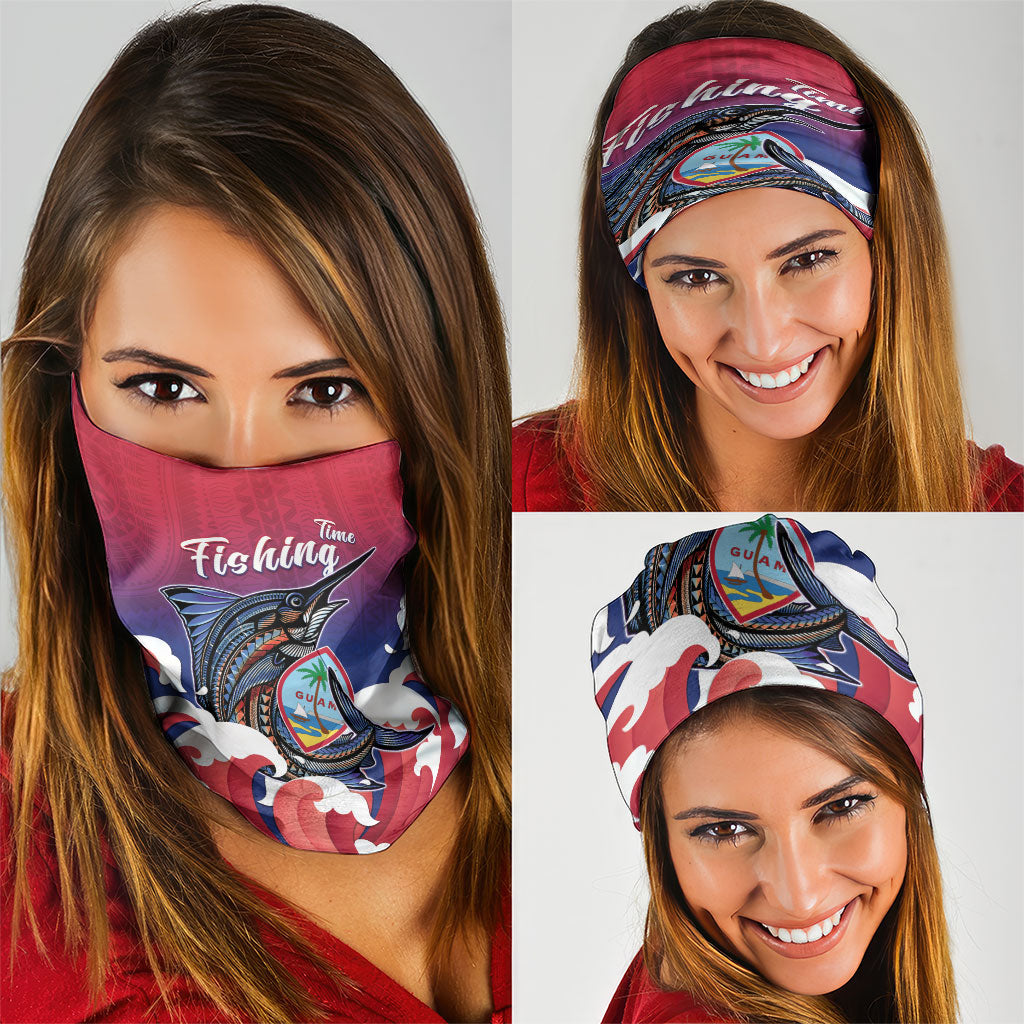 Guam Blue Marlin Fishing Neck Gaiter Polynesian Style