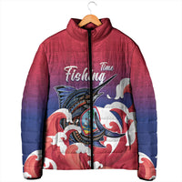 Guam Blue Marlin Fishing Padded Jacket Polynesian Style