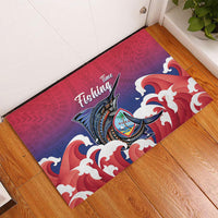 Guam Blue Marlin Fishing Rubber Doormat Polynesian Style