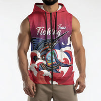 Guam Blue Marlin Fishing Sleeveless Zip Hoodie Polynesian Style