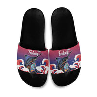 Guam Blue Marlin Fishing Slide Sandals Polynesian Style