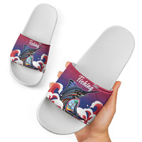 Guam Blue Marlin Fishing Slide Sandals Polynesian Style