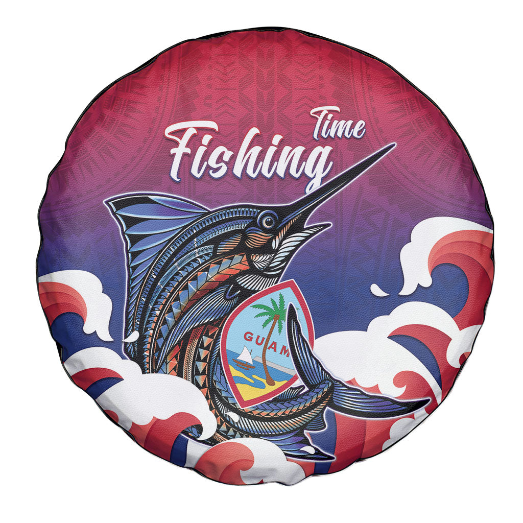 Guam Blue Marlin Fishing Spare Tire Cover Polynesian Style