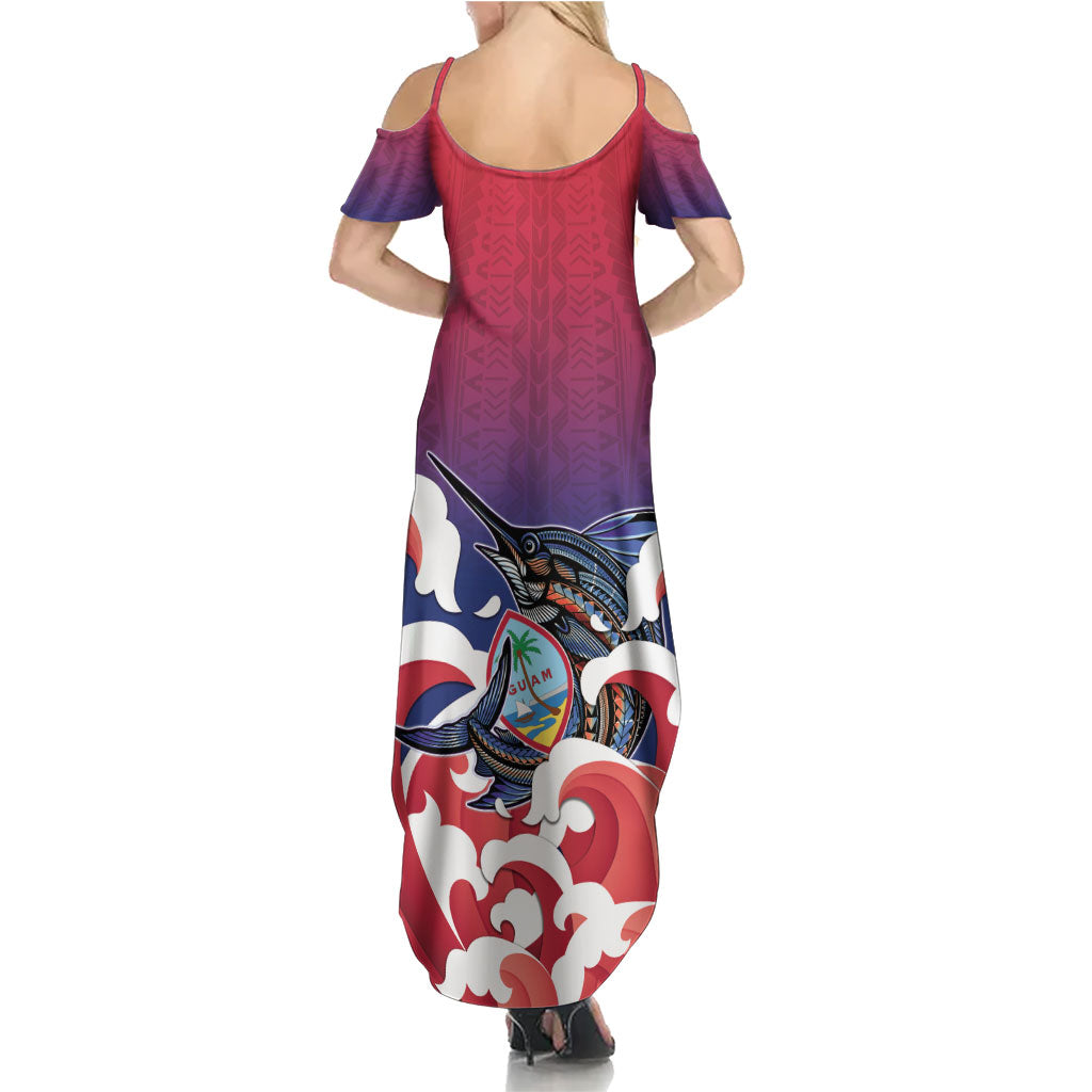 Guam Blue Marlin Fishing Summer Maxi Dress Polynesian Style