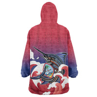 Guam Blue Marlin Fishing Wearable Blanket Hoodie Polynesian Style LT05 - Polynesian Pride