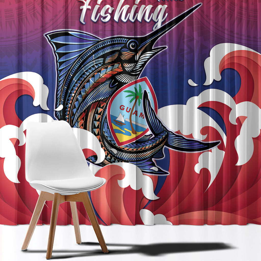 Guam Blue Marlin Fishing Window Curtain Polynesian Style
