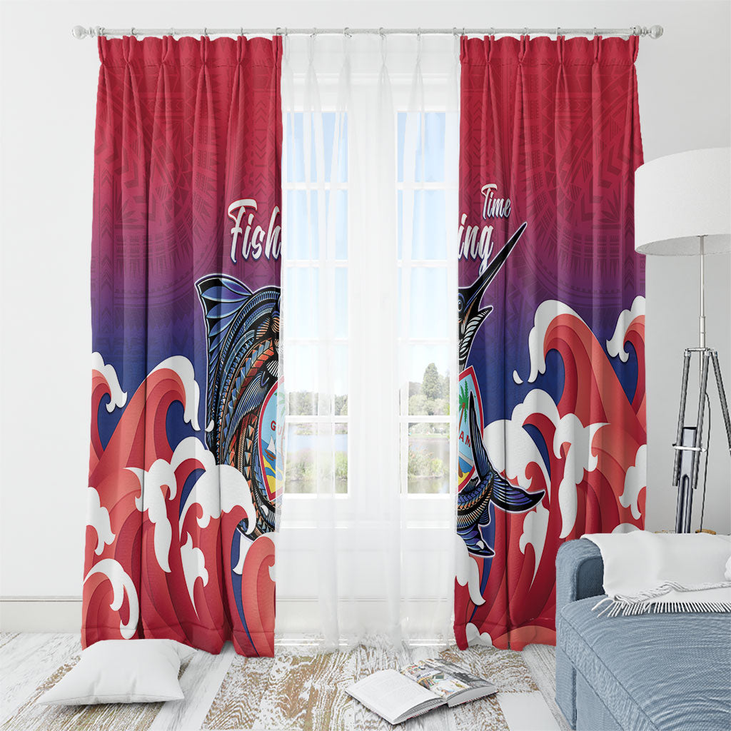 Guam Blue Marlin Fishing Window Curtain Polynesian Style