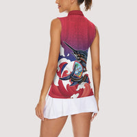 Guam Blue Marlin Fishing Women Sleeveless Polo Shirt Polynesian Style