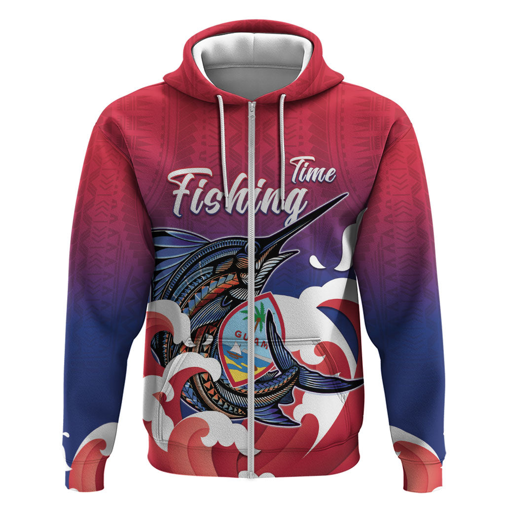Guam Blue Marlin Fishing Zip Hoodie Polynesian Style
