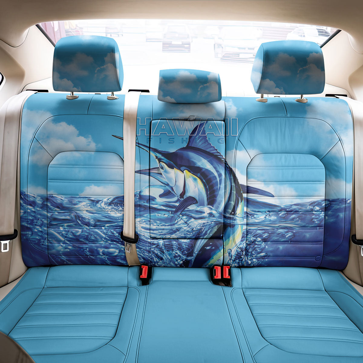 Hawaii Blue Marlin Fishing Back Car Seat Cover LT05 - Polynesian Pride