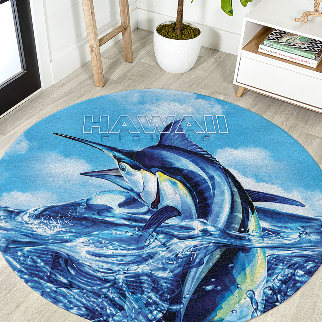 Hawaii Blue Marlin Fishing Round Carpet