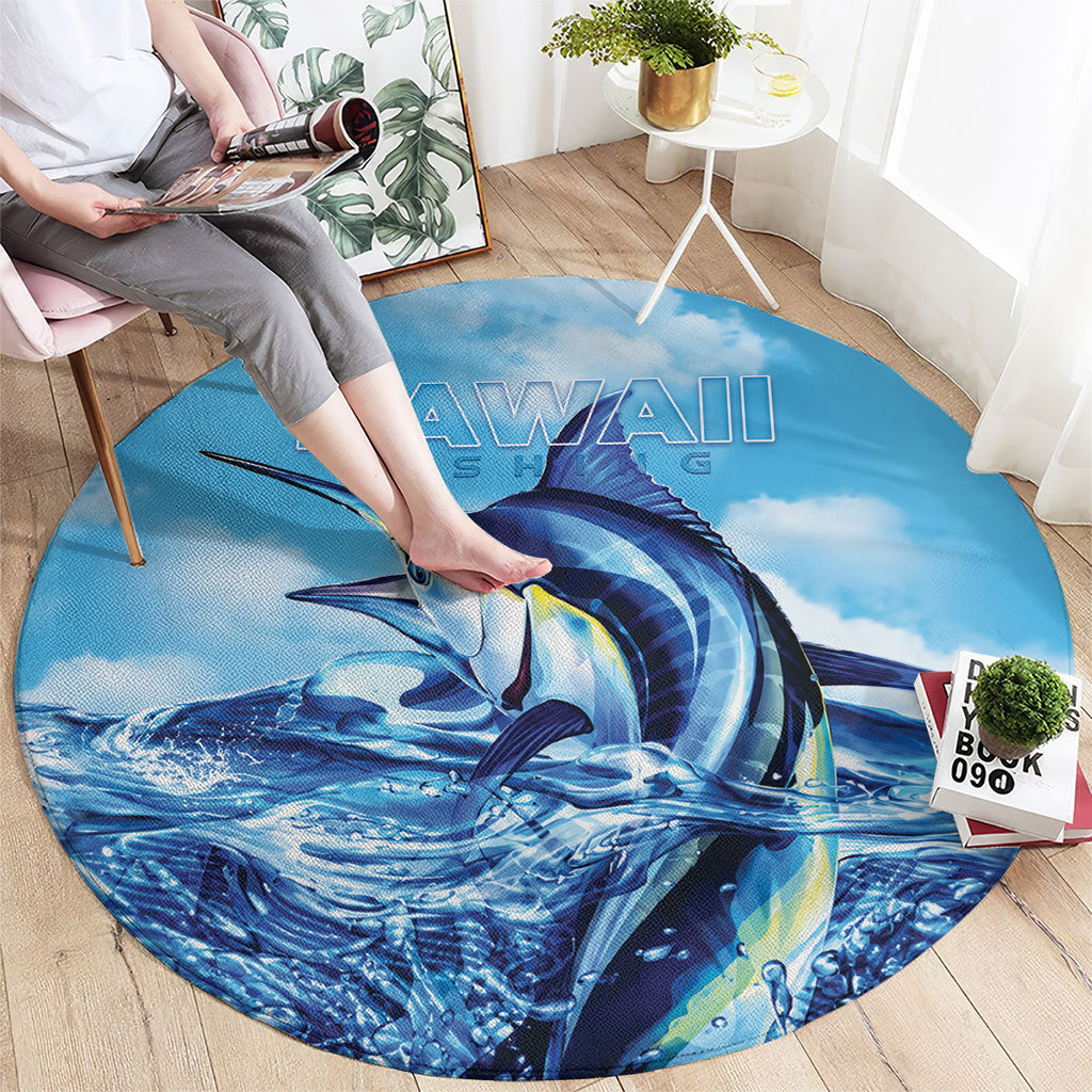 Hawaii Blue Marlin Fishing Round Carpet