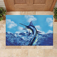 Hawaii Blue Marlin Fishing Rubber Doormat