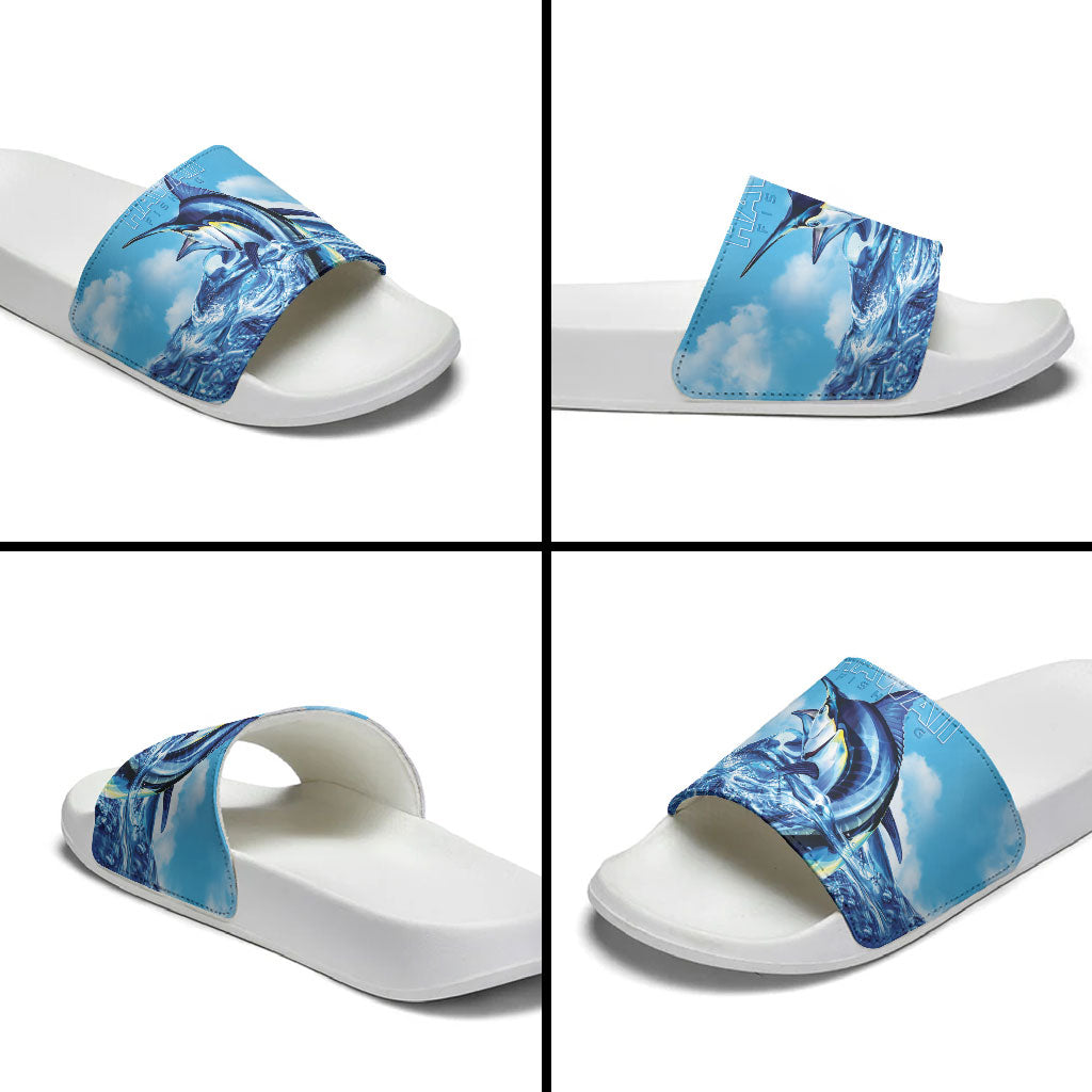 Hawaii Blue Marlin Fishing Slide Sandals