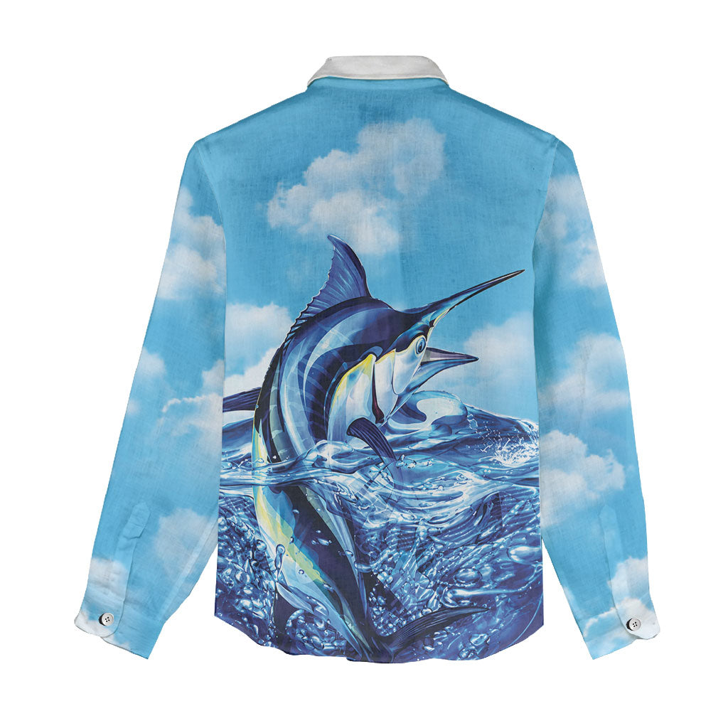 Hawaii Blue Marlin Fishing Women Casual Shirt LT05 - Polynesian Pride