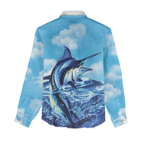 Hawaii Blue Marlin Fishing Women Casual Shirt LT05 - Polynesian Pride