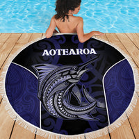 New Zealand Aotearoa Beach Blanket Blue Marlin Fishing Maori Pattern
