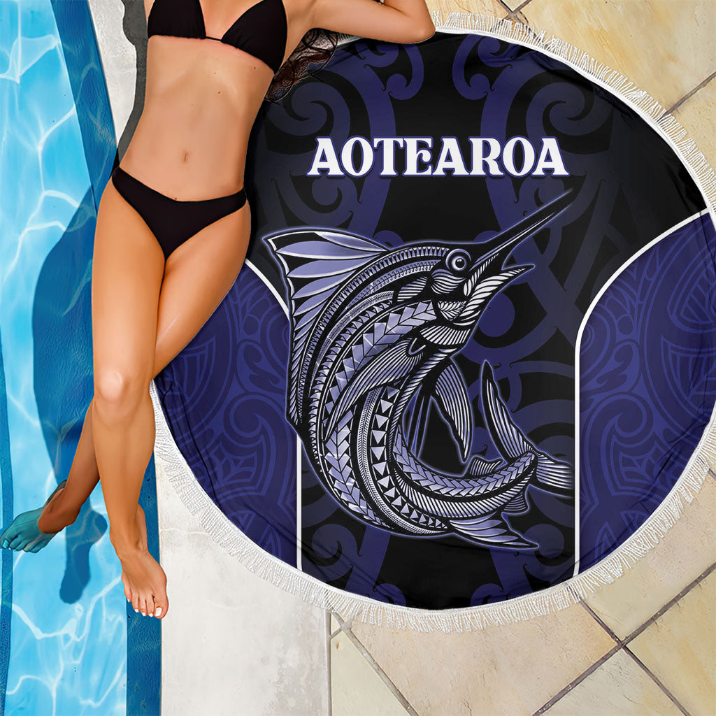 New Zealand Aotearoa Beach Blanket Blue Marlin Fishing Maori Pattern