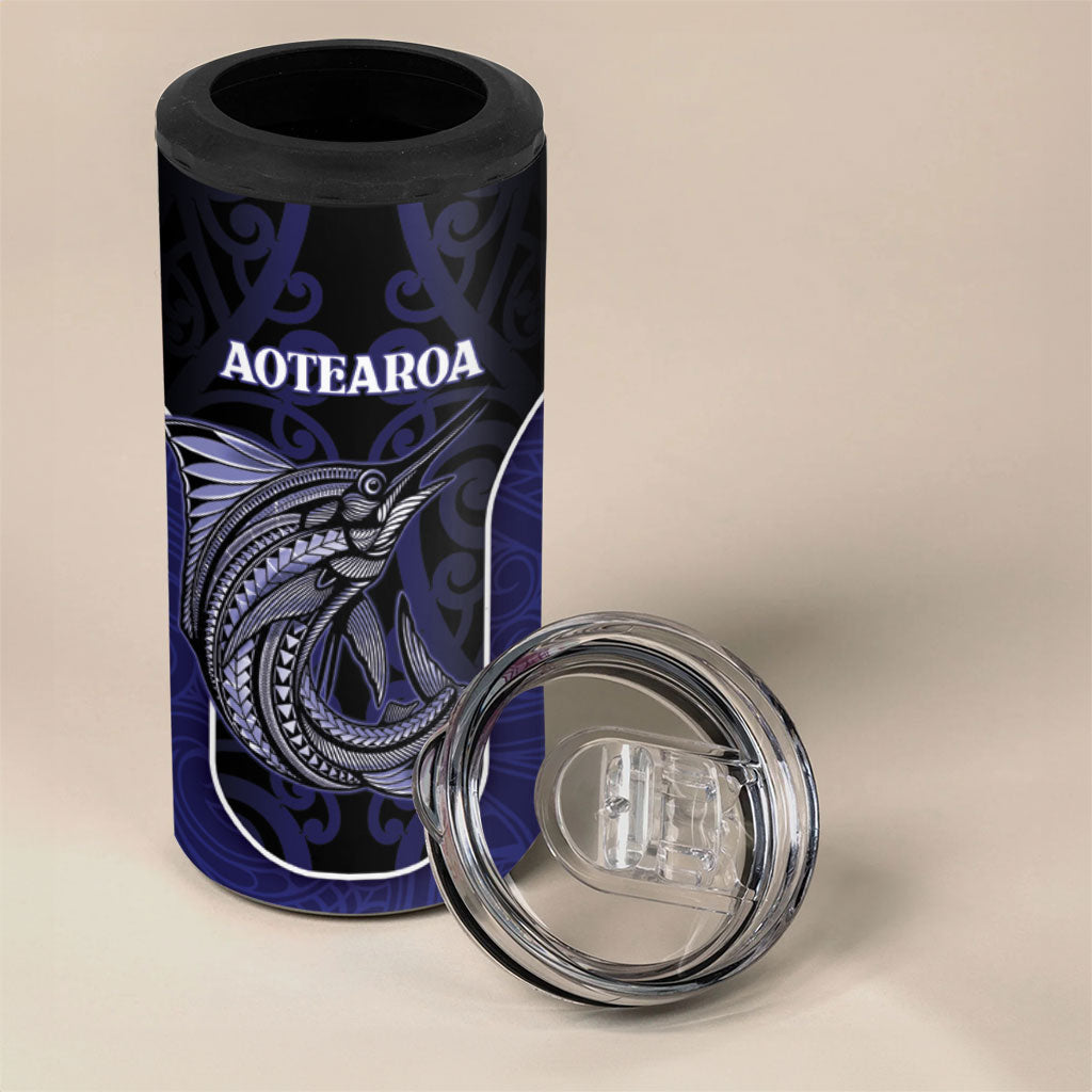 Personalised New Zealand Aotearoa 4 in 1 Can Cooler Tumbler Blue Marlin Fishing Maori Pattern LT05 - Polynesian Pride