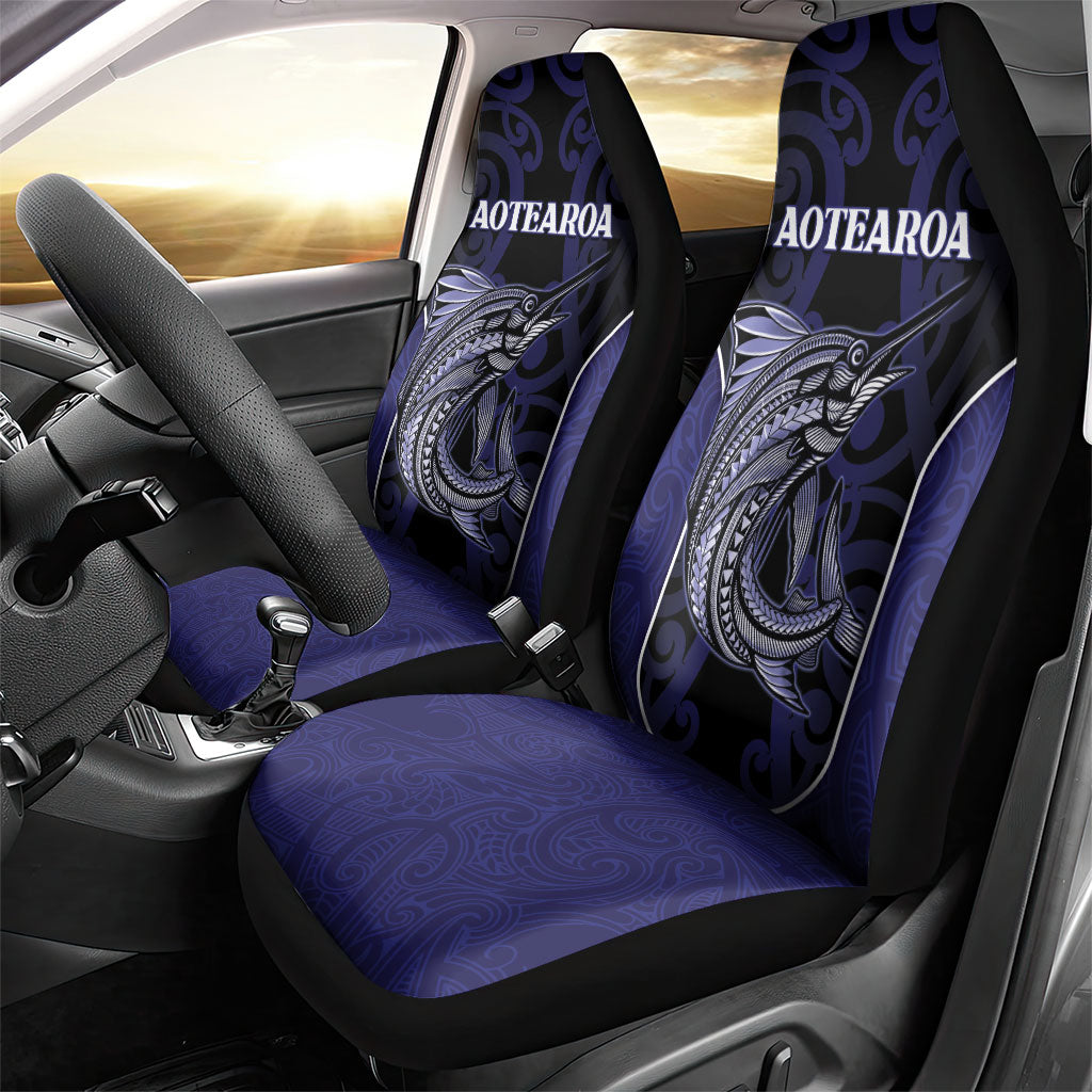 New Zealand Aotearoa Car Seat Cover Blue Marlin Fishing Maori Pattern
