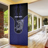 Personalised New Zealand Aotearoa Door Cover Blue Marlin Fishing Maori Pattern