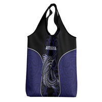 New Zealand Aotearoa Grocery Bag Blue Marlin Fishing Maori Pattern