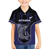 Personalised New Zealand Aotearoa Hawaiian Shirt Blue Marlin Fishing Maori Pattern