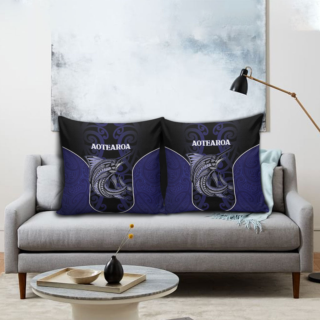 New Zealand Aotearoa Pillow Cover Blue Marlin Fishing Maori Pattern LT05 - Polynesian Pride
