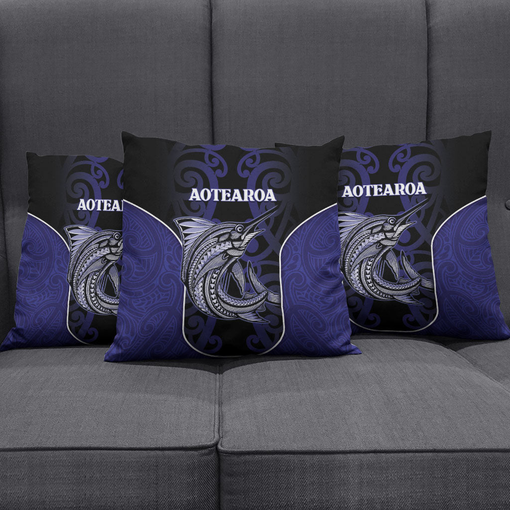 New Zealand Aotearoa Pillow Cover Blue Marlin Fishing Maori Pattern LT05 - Polynesian Pride