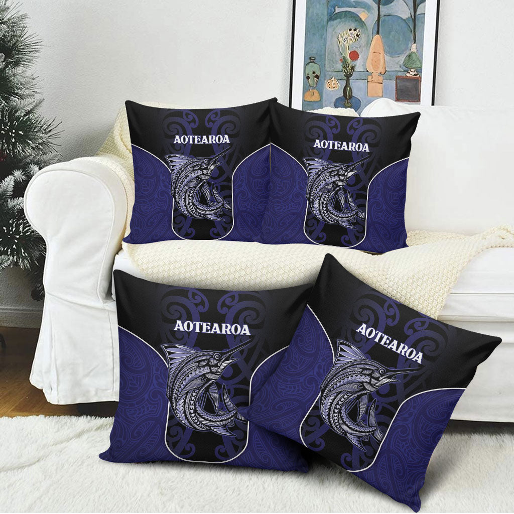 New Zealand Aotearoa Pillow Cover Blue Marlin Fishing Maori Pattern LT05 - Polynesian Pride