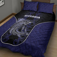 New Zealand Aotearoa Quilt Bed Set Blue Marlin Fishing Maori Pattern