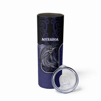 Personalised New Zealand Aotearoa Skinny Tumbler Blue Marlin Fishing Maori Pattern LT05 - Polynesian Pride