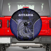New Zealand Aotearoa Spare Tire Cover Blue Marlin Fishing Maori Pattern