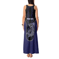 Personalised New Zealand Aotearoa Tank Maxi Dress Blue Marlin Fishing Maori Pattern