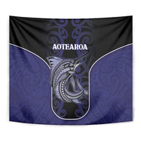 New Zealand Aotearoa Tapestry Blue Marlin Fishing Maori Pattern