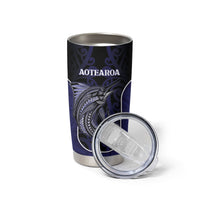 Personalised New Zealand Aotearoa Tumbler Cup Blue Marlin Fishing Maori Pattern