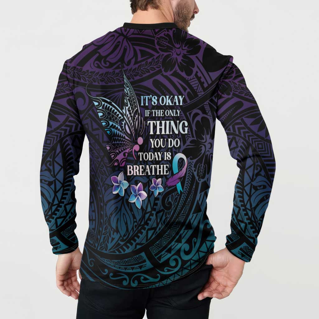 Polynesia Suicide Prevention Awareness Button Sweatshirt Keep Going The World Needs You
