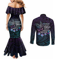 Polynesia Suicide Prevention Awareness Couples Matching Mermaid Dress and Long Sleeve Button Shirt Keep Going The World Needs You