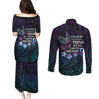 Polynesia Suicide Prevention Awareness Couples Matching Puletasi and Long Sleeve Button Shirt Keep Going The World Needs You