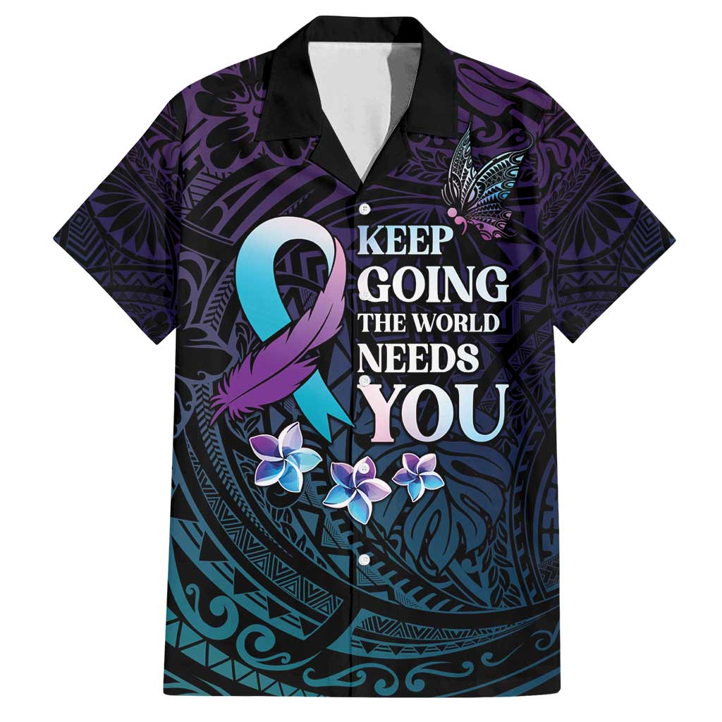 Polynesia Suicide Prevention Awareness Family Matching Long Sleeve Bodycon Dress and Hawaiian Shirt Keep Going The World Needs You LT05 Dad's Shirt - Short Sleeve Purple - Polynesian Pride