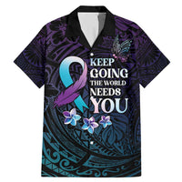 Polynesia Suicide Prevention Awareness Family Matching Mermaid Dress and Hawaiian Shirt Keep Going The World Needs You LT05 Dad's Shirt - Short Sleeve Purple - Polynesian Pride