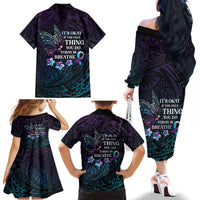 Polynesia Suicide Prevention Awareness Family Matching Off The Shoulder Long Sleeve Dress and Hawaiian Shirt Keep Going The World Needs You LT05 - Polynesian Pride